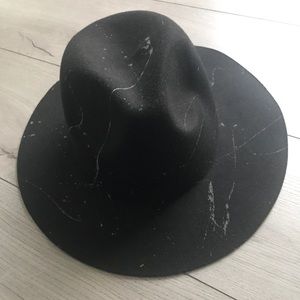 Black marble fedora hat